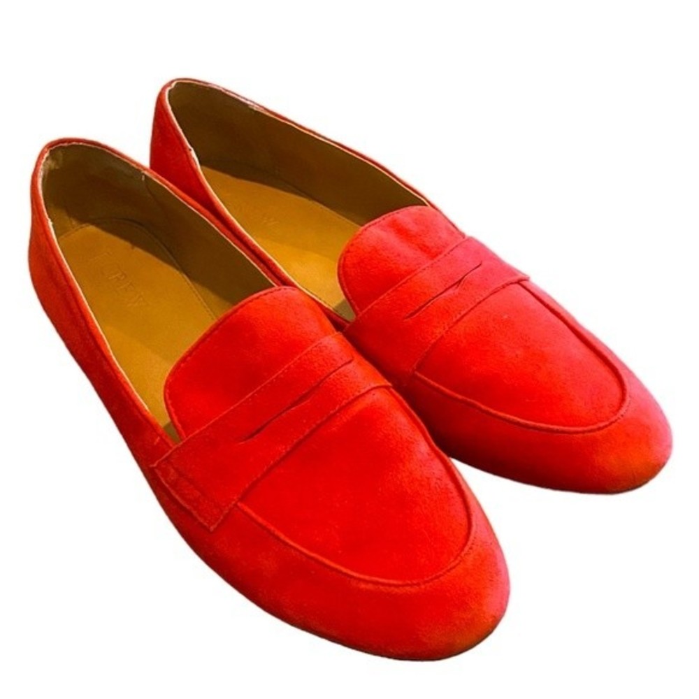 J. Crew Suede Penny Loafer In Red Suede 10